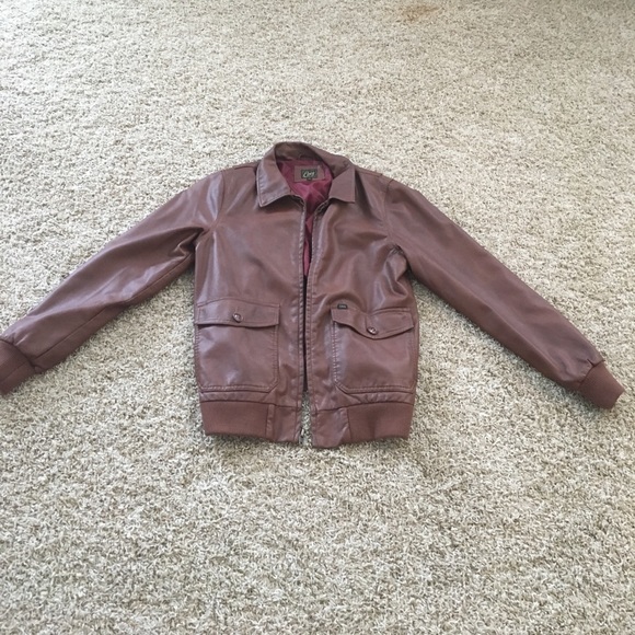 Brownmaroon Obey Leather Jacket 